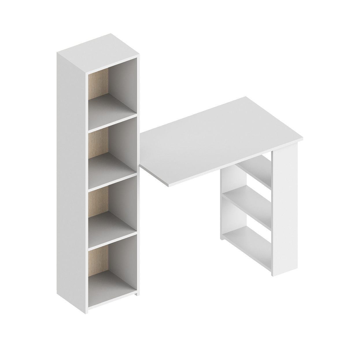 "Бьянко" Стол письменный со стеллажом 1150х500х1400 Белый лофт