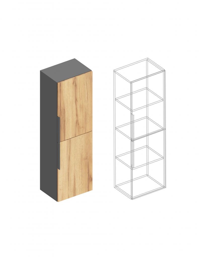 Гостиная "Моника" Пенал 2-ств 400х300х1300 Темно серый Лофт/Дуб золотистый