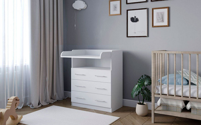 МКФ Пеленальный Комод КП-3  3ящ. (1,0х0,8х0,44[0,73]м) (Белый)