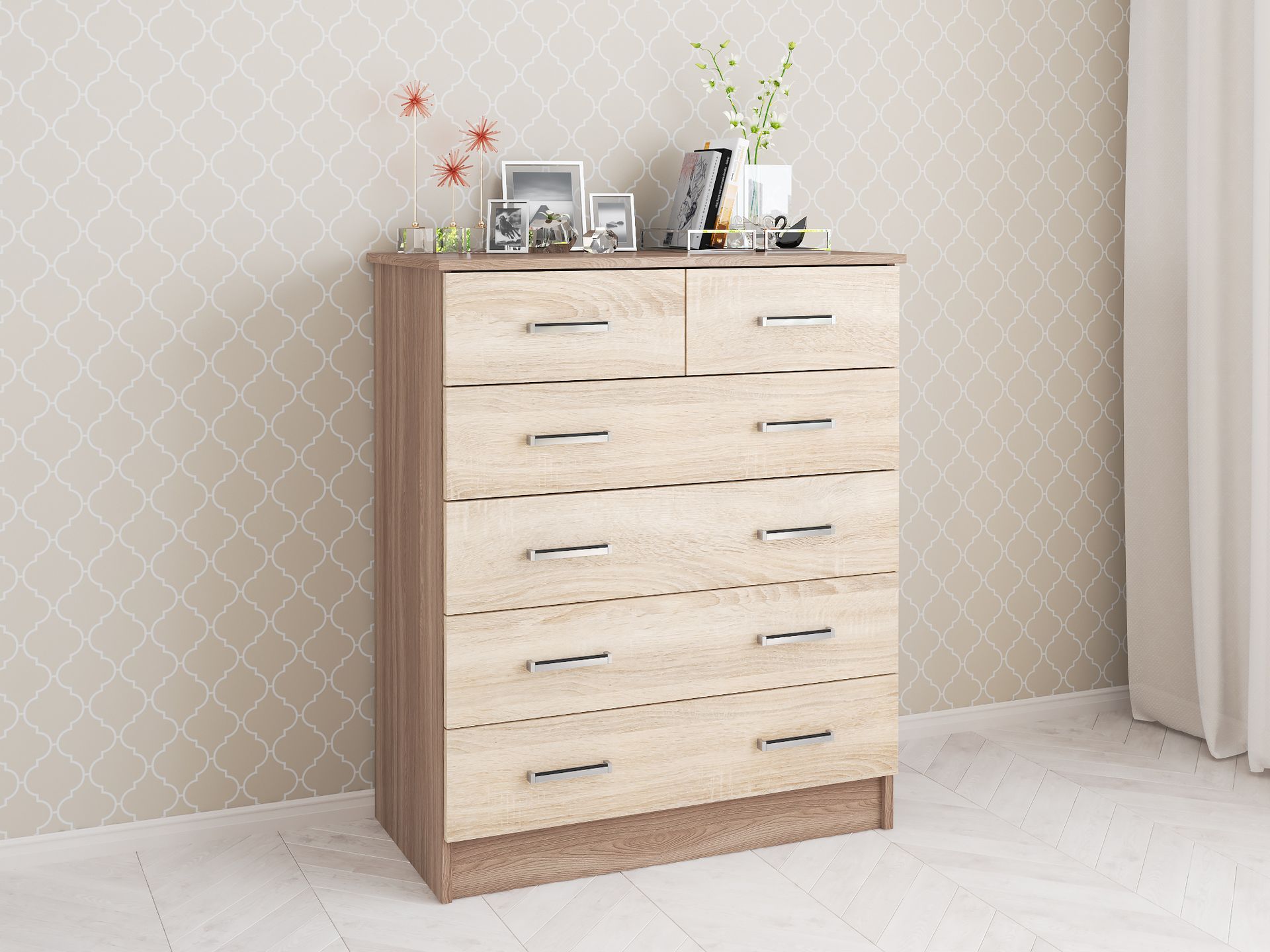 Комод Катрин-5 ясень шимо /дуб сонома