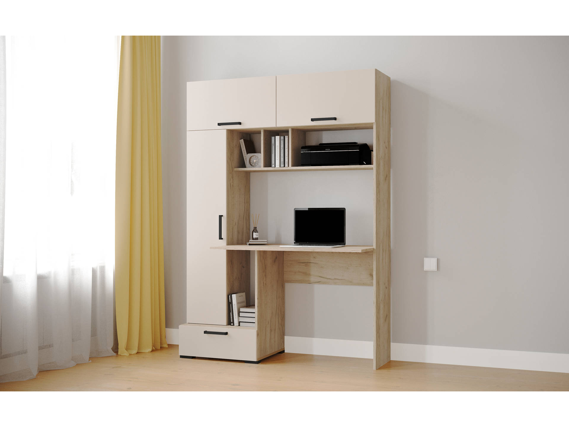 Компьютерный стол Квартет-11 (дуб крафт серый/кашемир)