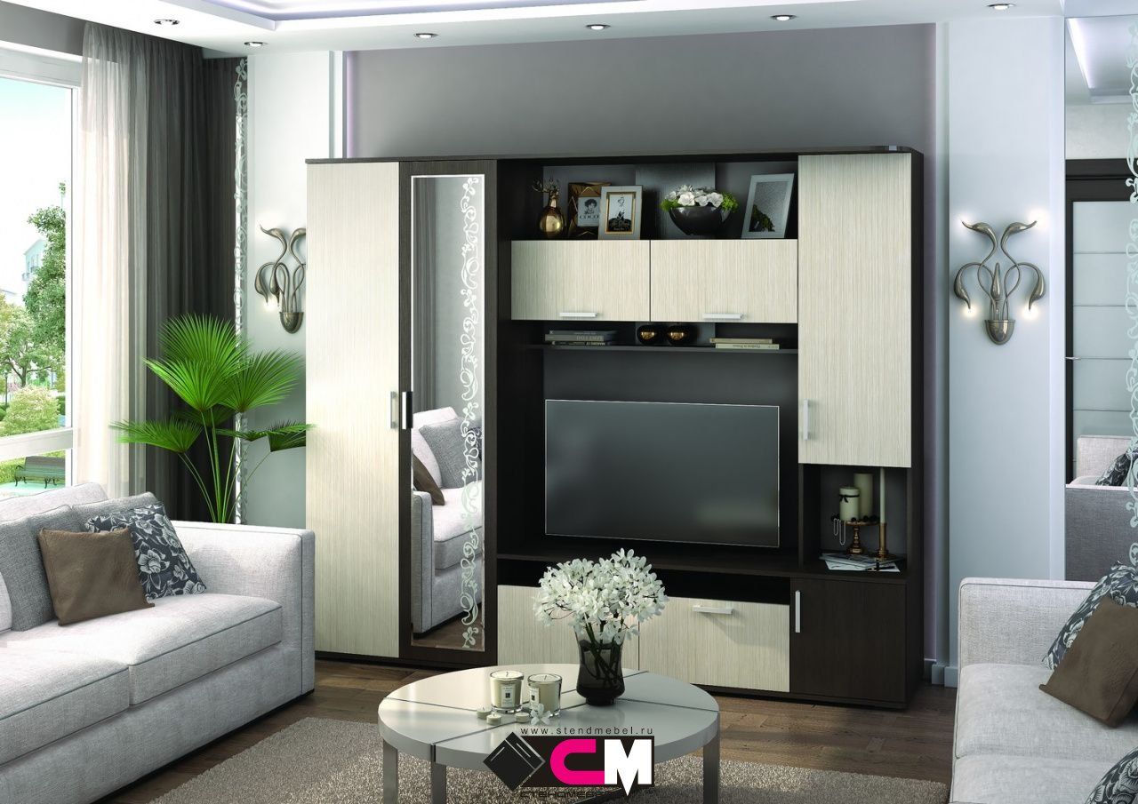 Гостиная СОФИ (2,3х1,94х0,5/ТВ 1,1х0,746) БЕЛФОРТ/ВЕНГЕ