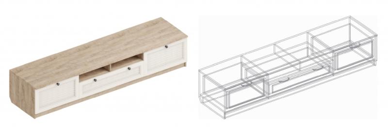 Гостиная "Филадельфия" - ГФ-07 Тумба под ТВ 2100х530х420 Дуб Баррик (Фасады БЕЖ)