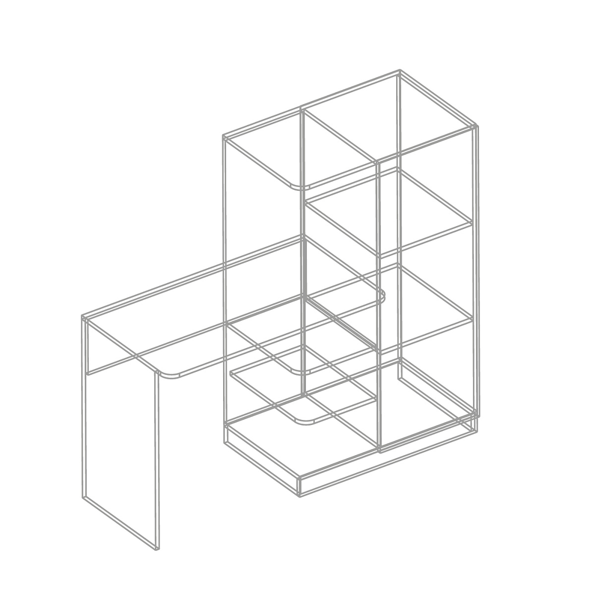 "Бьянко" Стол письменный с пеналом (правое исполнение) 1450х570х1280 Белый лофт