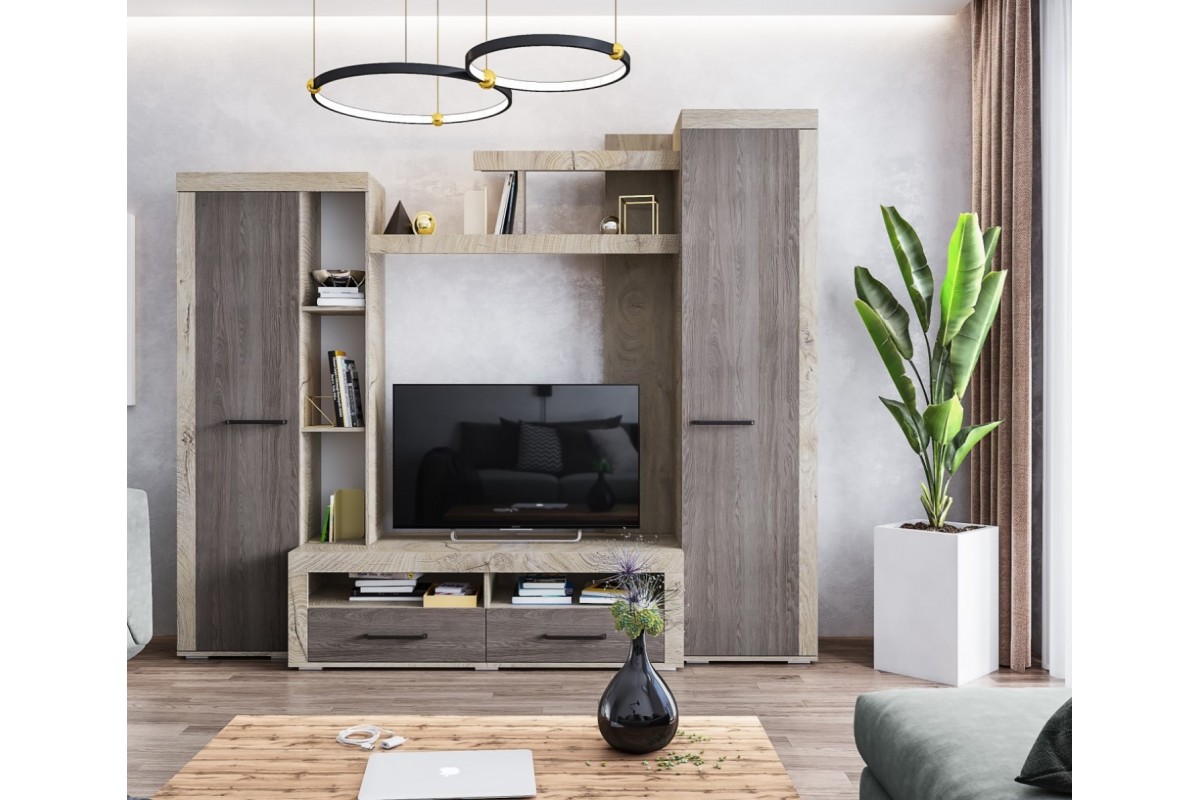 Гостиная Марсель-4 дуб эндгрейн/ясень анкор темный