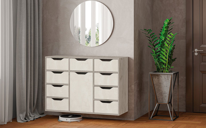 МКФ Пифагор-3  Комод FCF  (9Я1С)  (0,82х1,15х0,4м) Крафт серый/шелковый камень