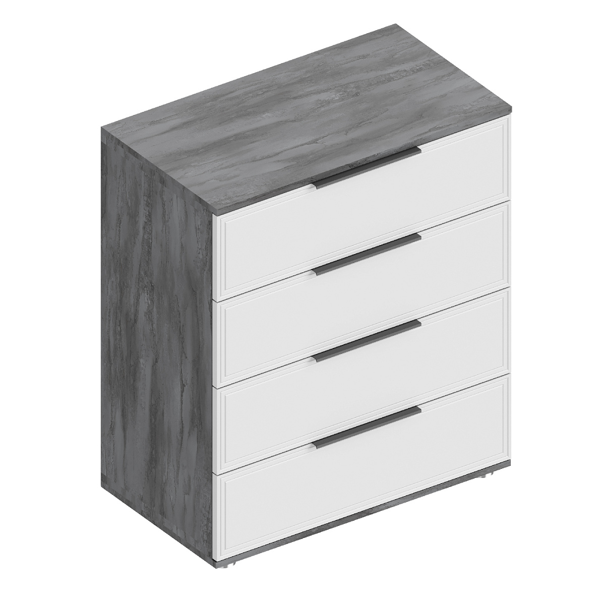 "Лео 2" Комод с 4 ящиками 800х460х945 Айрон рок/Фрезеровка (ПАЗ)