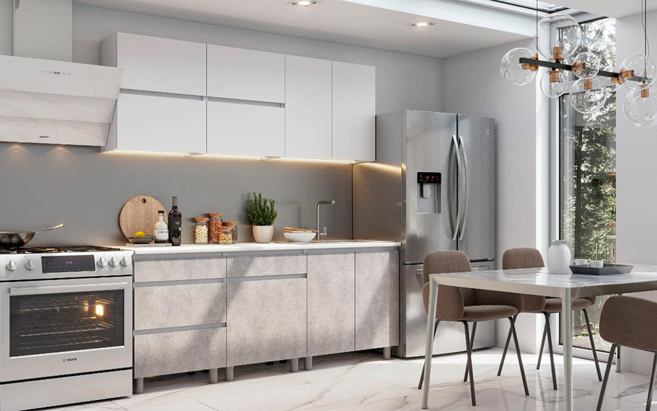 NN ПАЛЕРМО 2м кухня (белый текстурный/цемент светлый/белый)