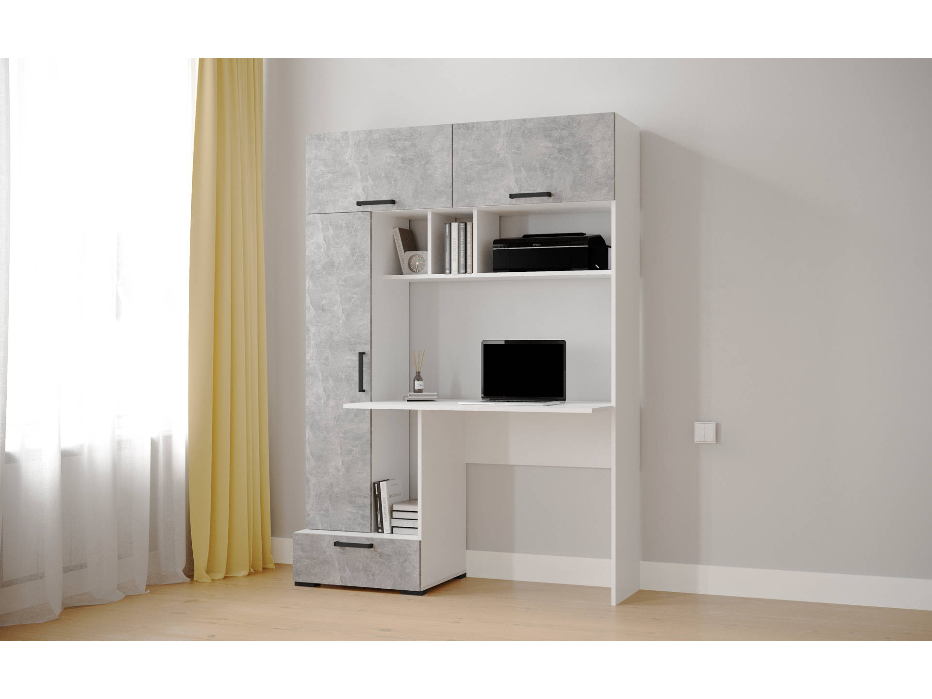 Компьютерный стол Квартет-11 белый/ателье светлое