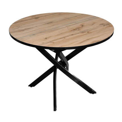 Стол Норд царговый раздвижной вставка "бабочка" 320мм (черный матовый) пластик (Дуб вотан)