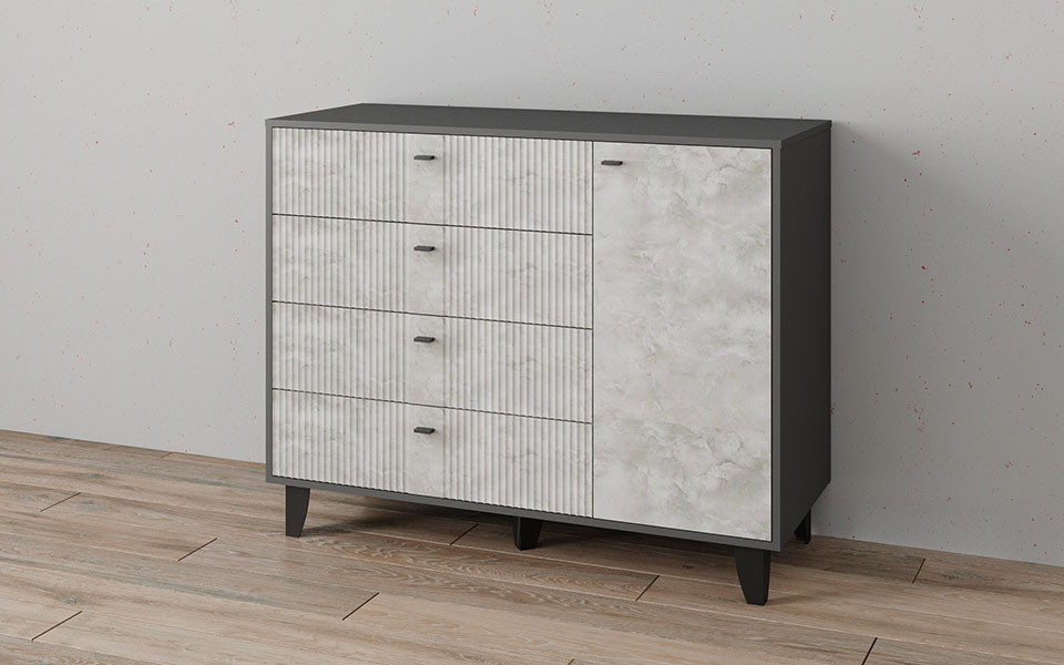 Комод Катрин-13 графит серый/мальта