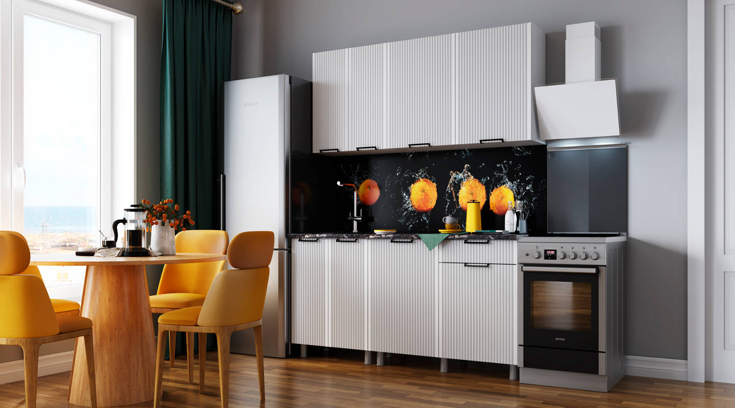 Кухня "Кампео" Готовое решение1,6м Белый снег/Белый снег