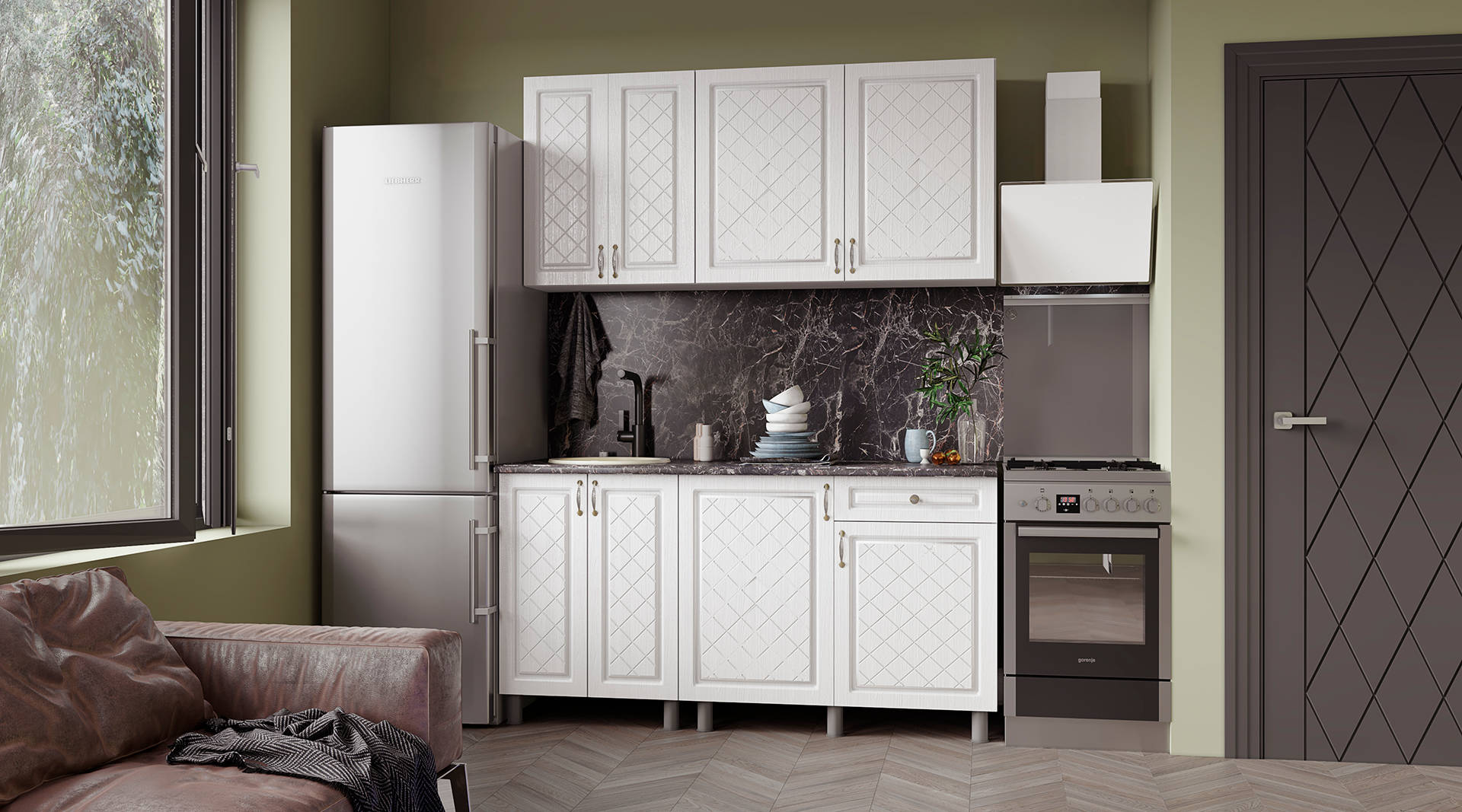 Комплект кухни 1,6 м "Версаль" Арктик/Арктик