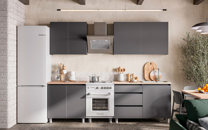 NN Кухонный гарнитур "Денвер" 2,0м Графит серый/Дуб Сонома