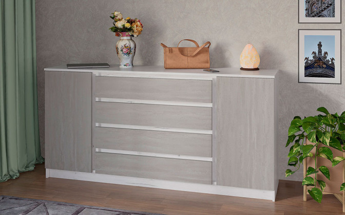 МКФ Зара ЗК176-42 Комод  (0,87х1,76х0,44м) Дуб крафт белый/ бетонный камень