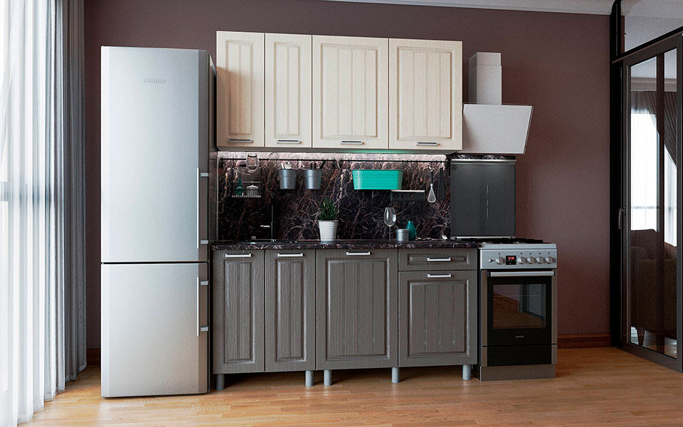 Комплект  кухни 1,6 м "Луксор" Клен Кремовый, Клен Серый