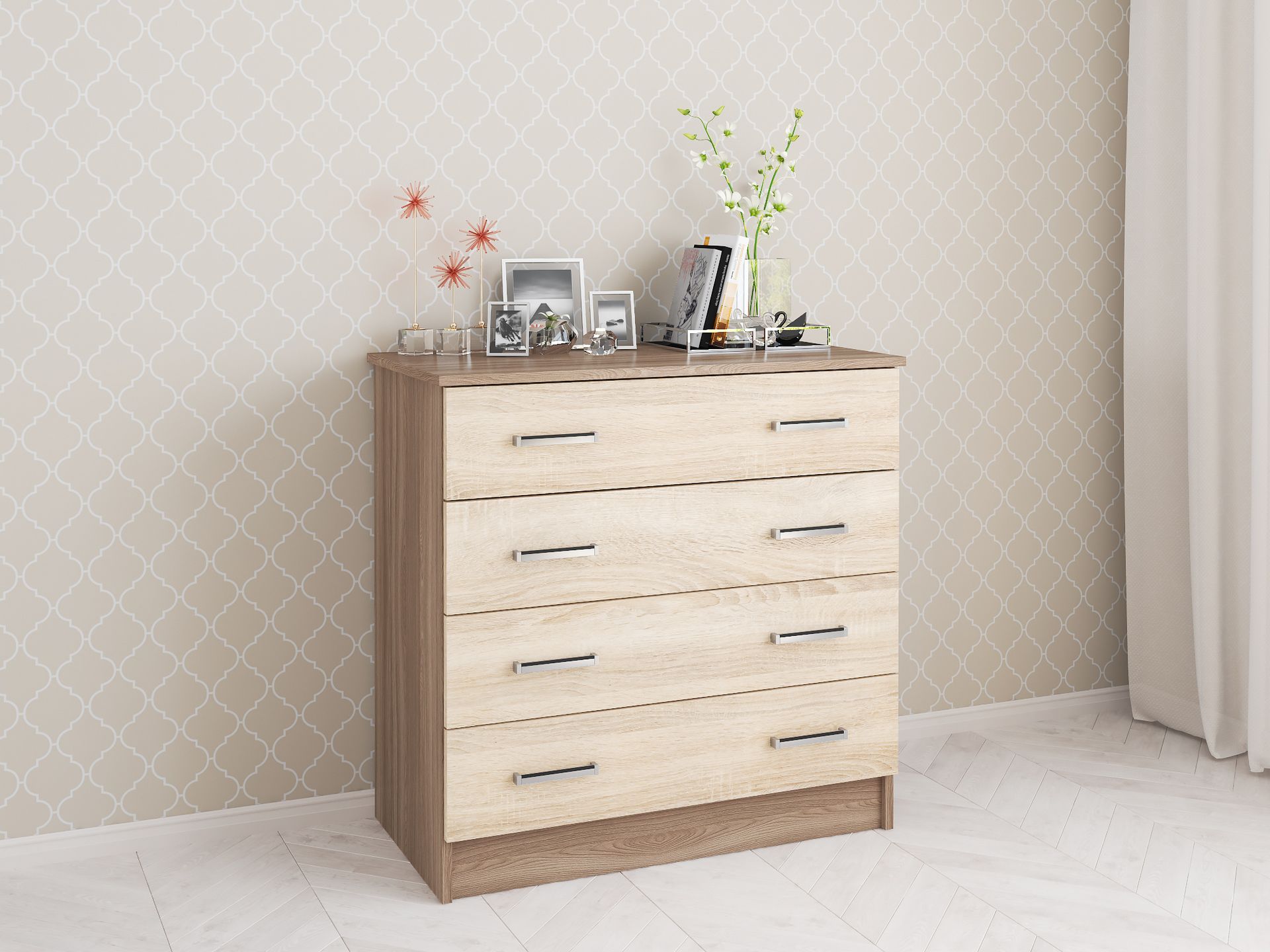 Комод Катрин-3 ясень шимо /дуб сонома