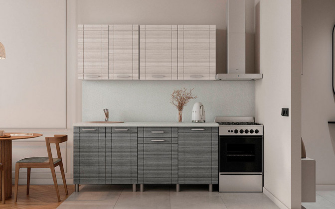 Кухня "Бомбей" 1,8 м Сандал белый/Сандал серый