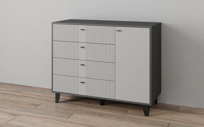 Комод Катрин-13 графит серый/светло-серый