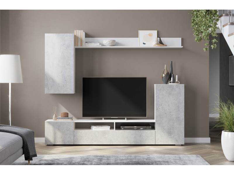 NN Гостиная МГС 4 (Белый/Цемент светлый ЛДСП)